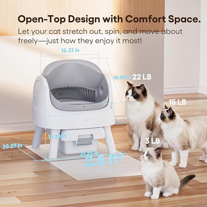 Self Cleaning Cat Litter Box, Automatic Litter Box for Multiple Cats