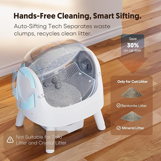 Self Cleaning Cat Litter Box, Automatic Litter Box for Multiple Cats