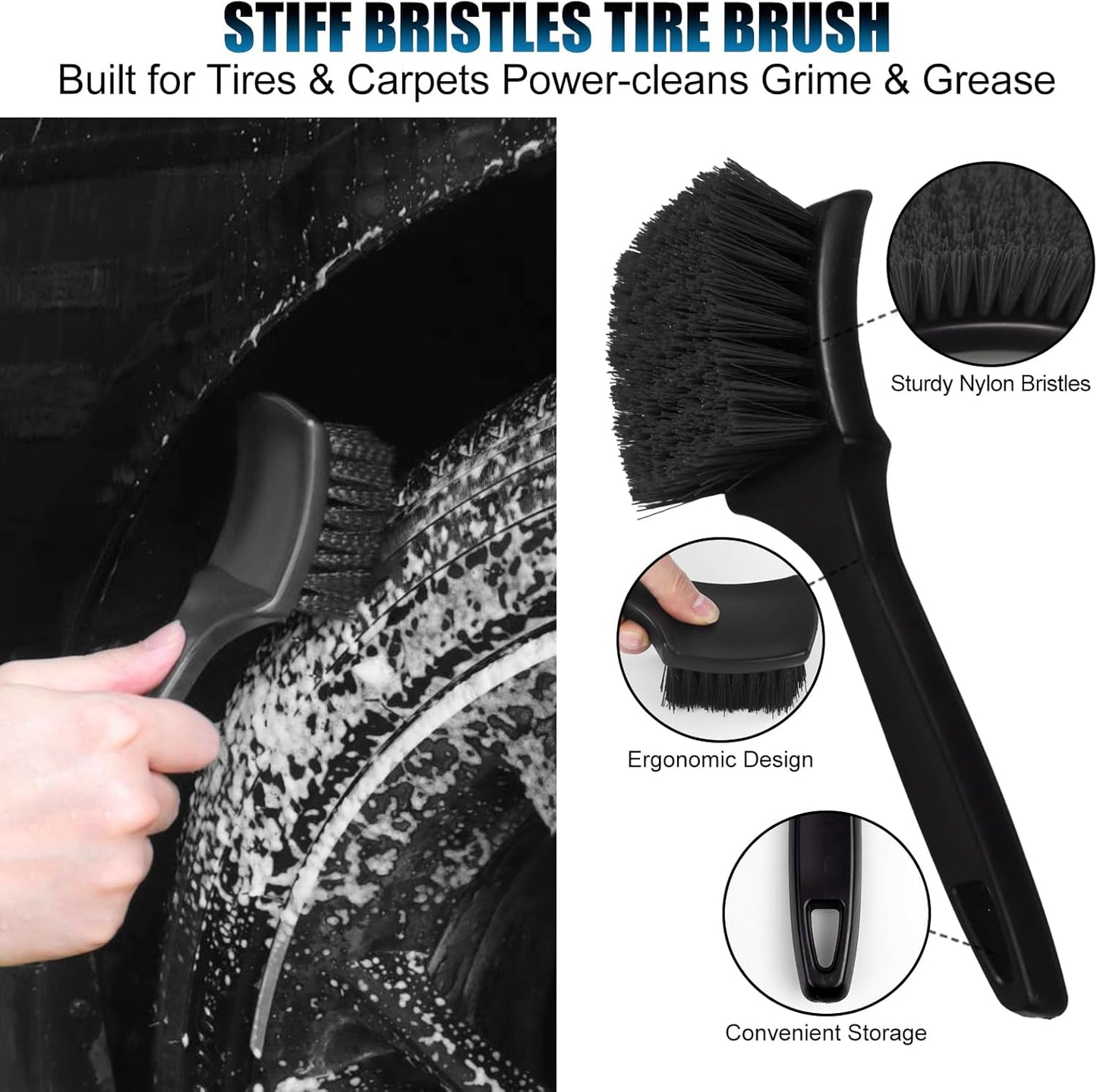 8PCS Wheel Brush, Tire Brush Set